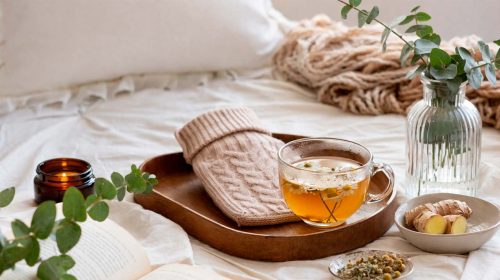 Entspannende Wärme und Kräutertee